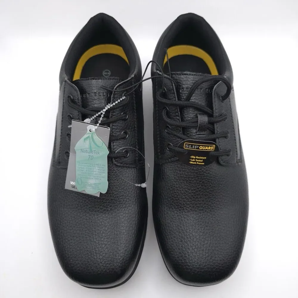 PERRY ELLIS PORTFOLIO New Men's Work Shoes Black 10 Wide Ultra Foam‎ Slip Guard